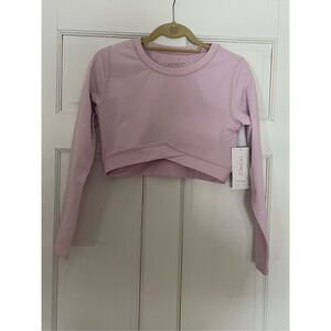L*Space Pink Long Sleeve Crop Top XL New With Tags Athletic Activewear